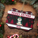 Meowy Catmas Funny Cartoon Cats - Christmas Gift For Cat Lovers, Cat Moms, Cat Dads - Personalized Medallion Wooden Ornament