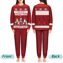 Cat Christmas Pawjama Shirt Cartoon Style - Gift For Cat Lovers, Cat Moms, Cat Dads - Personalized Unisex Pajamas Set