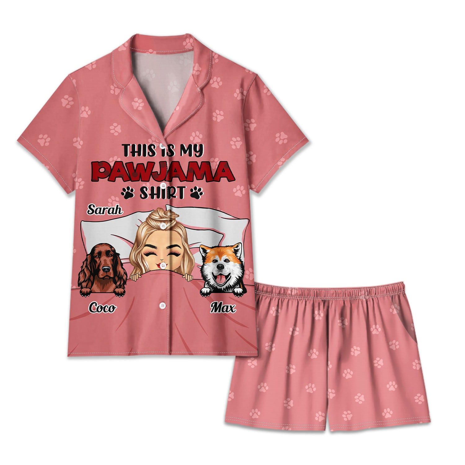 This Is My Pawjama Shirt - Gift For Dog Lovers, Dog Moms, Dog Dads - Personalized Short Pajamas Set