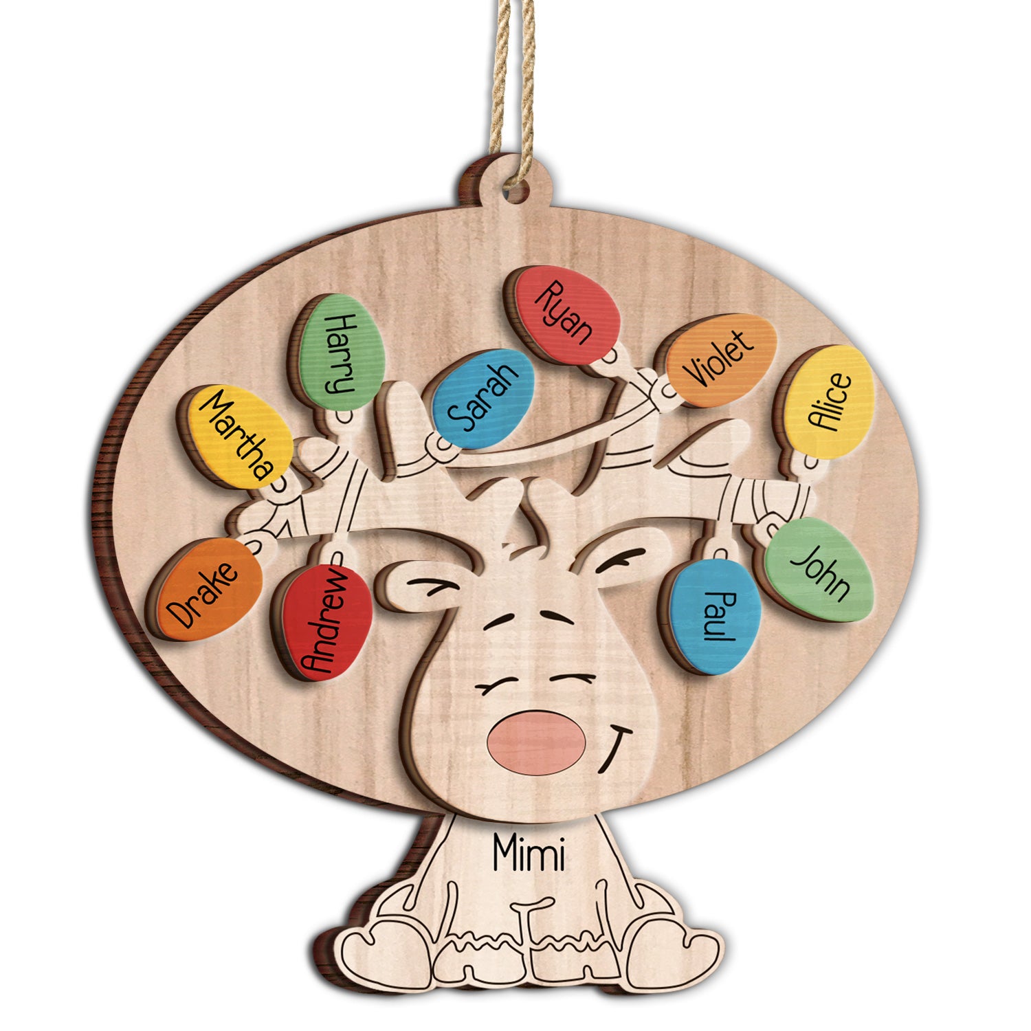 Grandma Grandpa Reindeer - Christmas Gift For Grandparents - Personalized 2-Layered Wooden Ornament