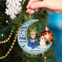 Woof You To The Moon & Back Cartoon Style - Christmas Gift For Dog Lovers, Dog Mom, Dog Dad - Personalized Cutout Acrylic Ornament