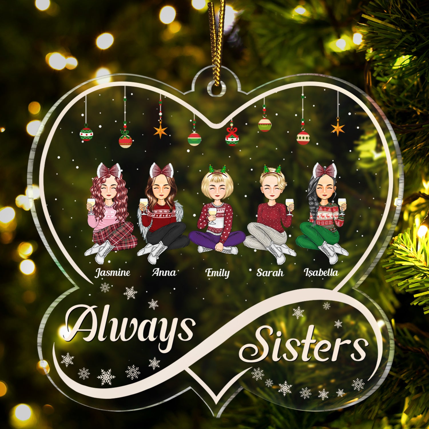 Always Sister - Christmas Gift For Sisters - Personalized Custom Shaped Acrylic Ornament