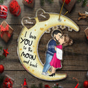 Je t'aime jusqu'à la lune et retour Chibi Couple - Cadeau de Noël pour couples, amoureux, épouse, mari, petite amie, petit ami - Ornement acrylique découpé personnalisé