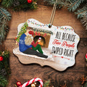 All Because Two People Swiped Right - Christmas Gift For Couples - Personalized Medallion Wooden Ornament