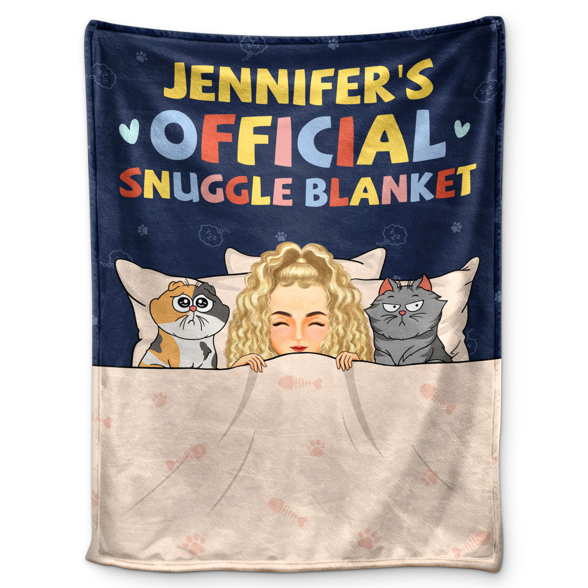 Official Snuggle Blanket Funny Cartoon Cats Gift For Cat Lovers Cat Moms Personalized Fleece Blanket