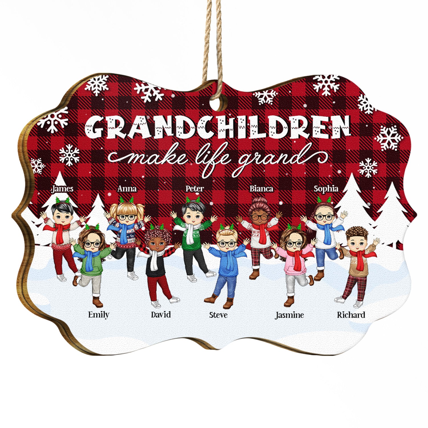 Grandchildren Fill The Space In Your Heat - Christmas Gift For Grandparent - Personalized Medallion Wooden Ornament