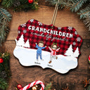 Grandchildren Fill The Space In Your Heat - Christmas Gift For Grandparent - Personalized Medallion Wooden Ornament