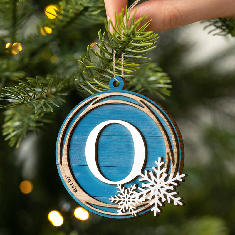 Family Monogram Alphabet - Christmas Gift For Family - Personalized 2-Layered Wooden Ornament
