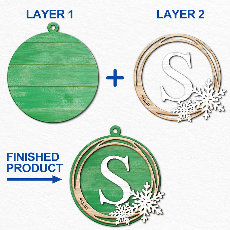 Family Monogram Alphabet - Christmas Gift For Family - Personalized 2-Layered Wooden Ornament