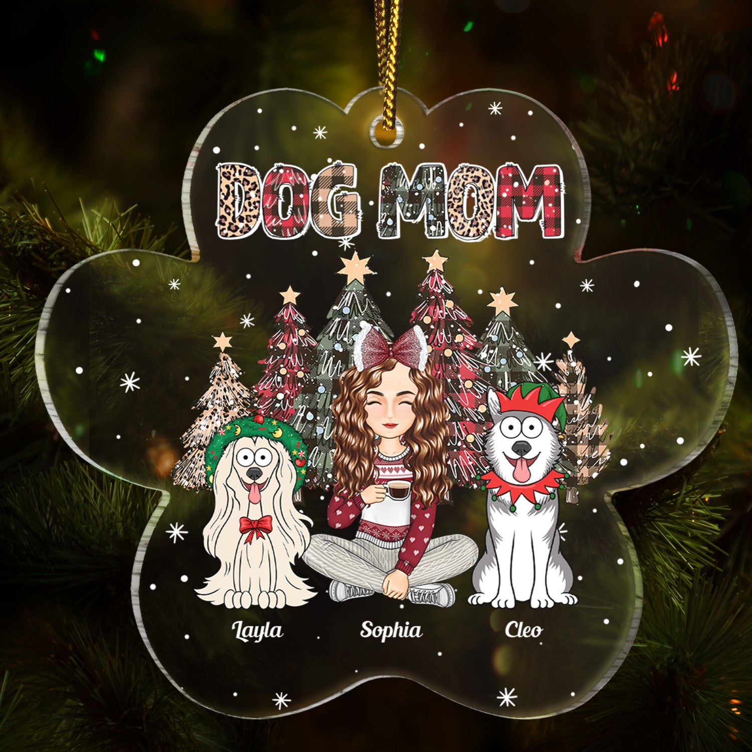 Dog Mom Paw Print - Christmas Gift For Dog Lovers - Personalized Custom Shaped Acrylic Ornament