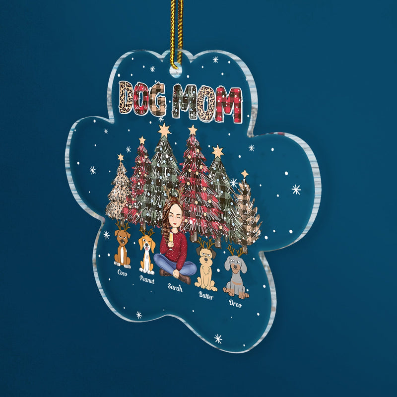 Dog Mom Paw Print - Christmas Gift For Dog Lovers - Personalized Custom Shaped Acrylic Ornament