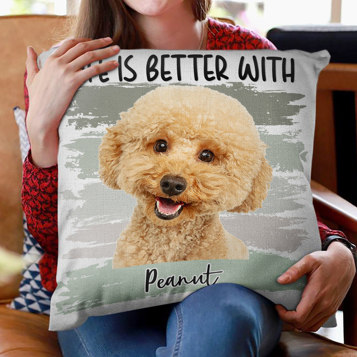Photo personnalisée : La vie est meilleure avec un chien ou un chat ! Cadeau pour les amoureux des animaux ! Coussin personnalisé