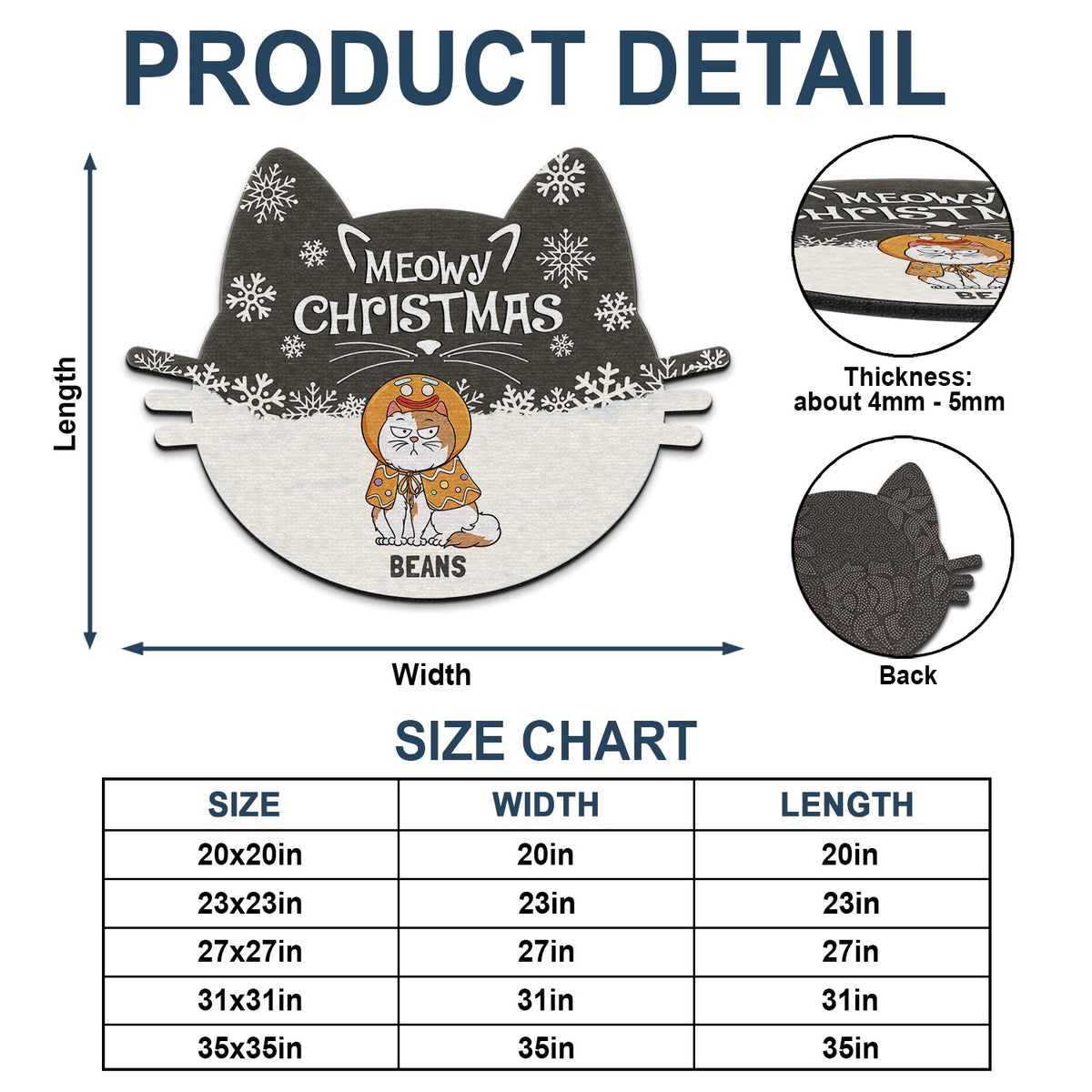 Meowy Catmas Funny Cartoon Cats - Christmas Gift For Cat Lovers - Personalized Custom Shaped Doormat