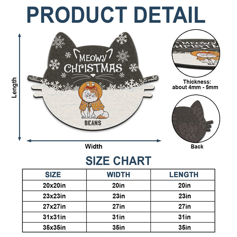 Meowy Catmas Funny Cartoon Cats - Christmas Gift For Cat Lovers - Personalized Custom Shaped Doormat