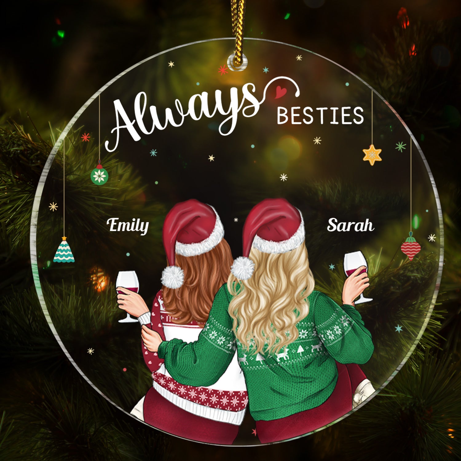 Always Sister - Christmas Gift For Sister, Siblings - Personalized Circle Acrylic Ornament