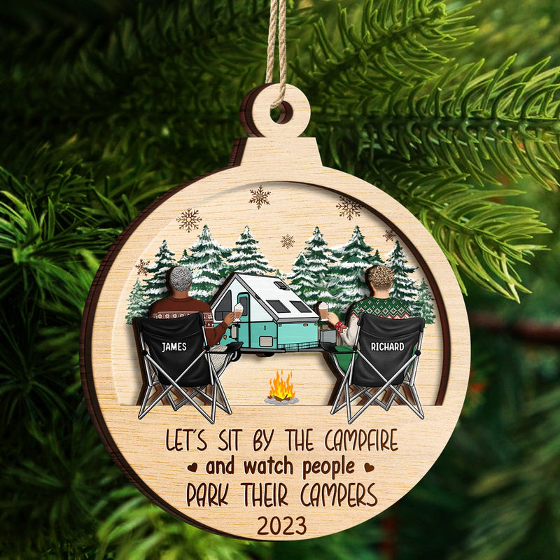 Husband & Wife Camping Partners For Life - Christmas Gift For Couples, Campers - Personalized 2-Layered Wooden Ornament