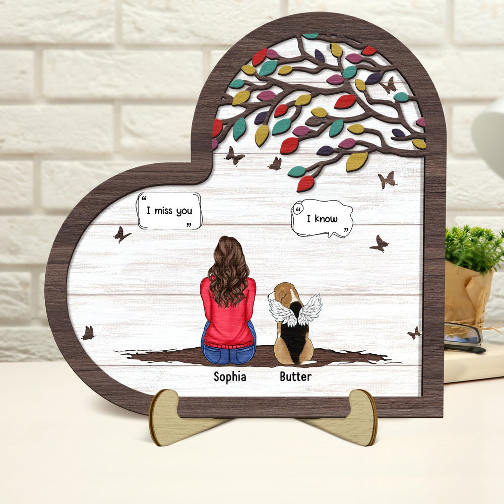 Je parle toujours de toi - Cadeau commémoratif pour les amoureux des animaux - Plaque en bois personnalisée à 2 couches avec support