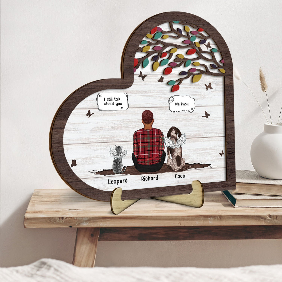 I Still Talk About You - Memorial Gift For Pet Lovers - Personalized 2-Layered Wooden Plaque With Stand