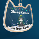 Meowy Catmas Funny Cartoon Cats - Christmas Gift For Cat Lovers - Personalized 3-Layered Acrylic Shaker Ornament
