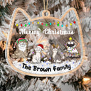 Meowy Catmas Funny Cartoon Cats - Christmas Gift For Cat Lovers - Personalized 3-Layered Acrylic Shaker Ornament