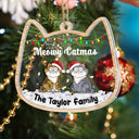 Meowy Catmas Funny Cartoon Cats - Christmas Gift For Cat Lovers - Personalized 3-Layered Acrylic Shaker Ornament