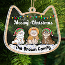 Meowy Catmas Funny Cartoon Cats - Christmas Gift For Cat Lovers - Personalized 3-Layered Acrylic Shaker Ornament