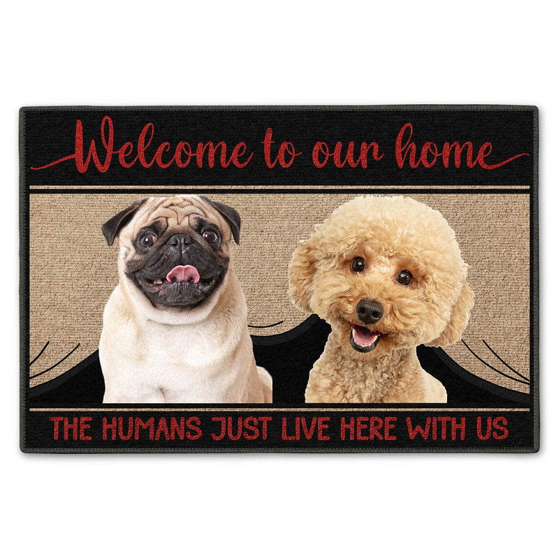Custom Photo Live Here With Us - Gift For Pet Lovers - Personalized Doormat