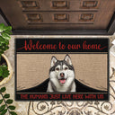 Custom Photo Live Here With Us - Gift For Pet Lovers - Personalized Doormat