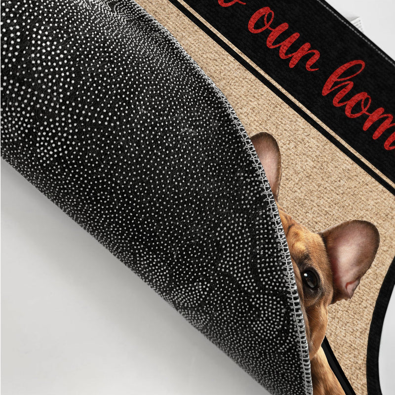 Custom Photo Live Here With Us - Gift For Pet Lovers - Personalized Doormat