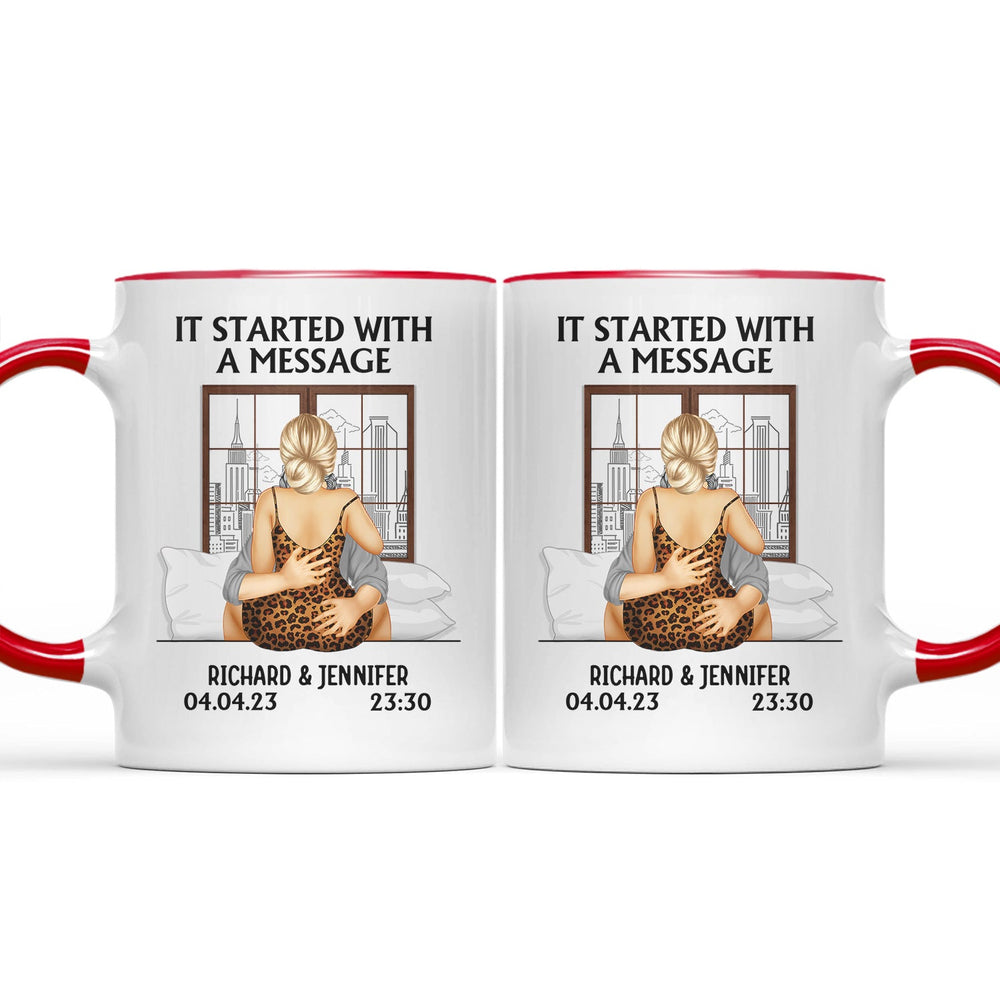 It Started With A Message - Gift For Couples - Personalized Accent Mug