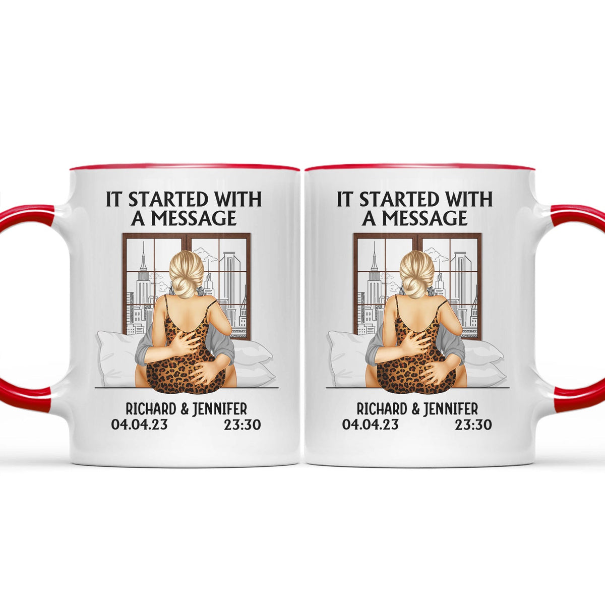 Tout a commencé avec un message - Cadeau pour couple - Tasse personnalisée