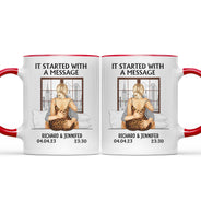 Tout a commencé avec un message - Cadeau pour couple - Tasse personnalisée