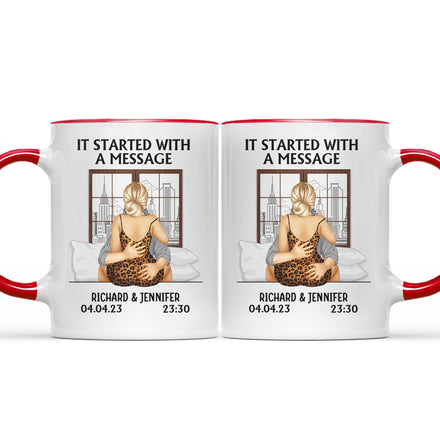 Tout a commencé avec un message - Cadeau pour couple - Tasse personnalisée