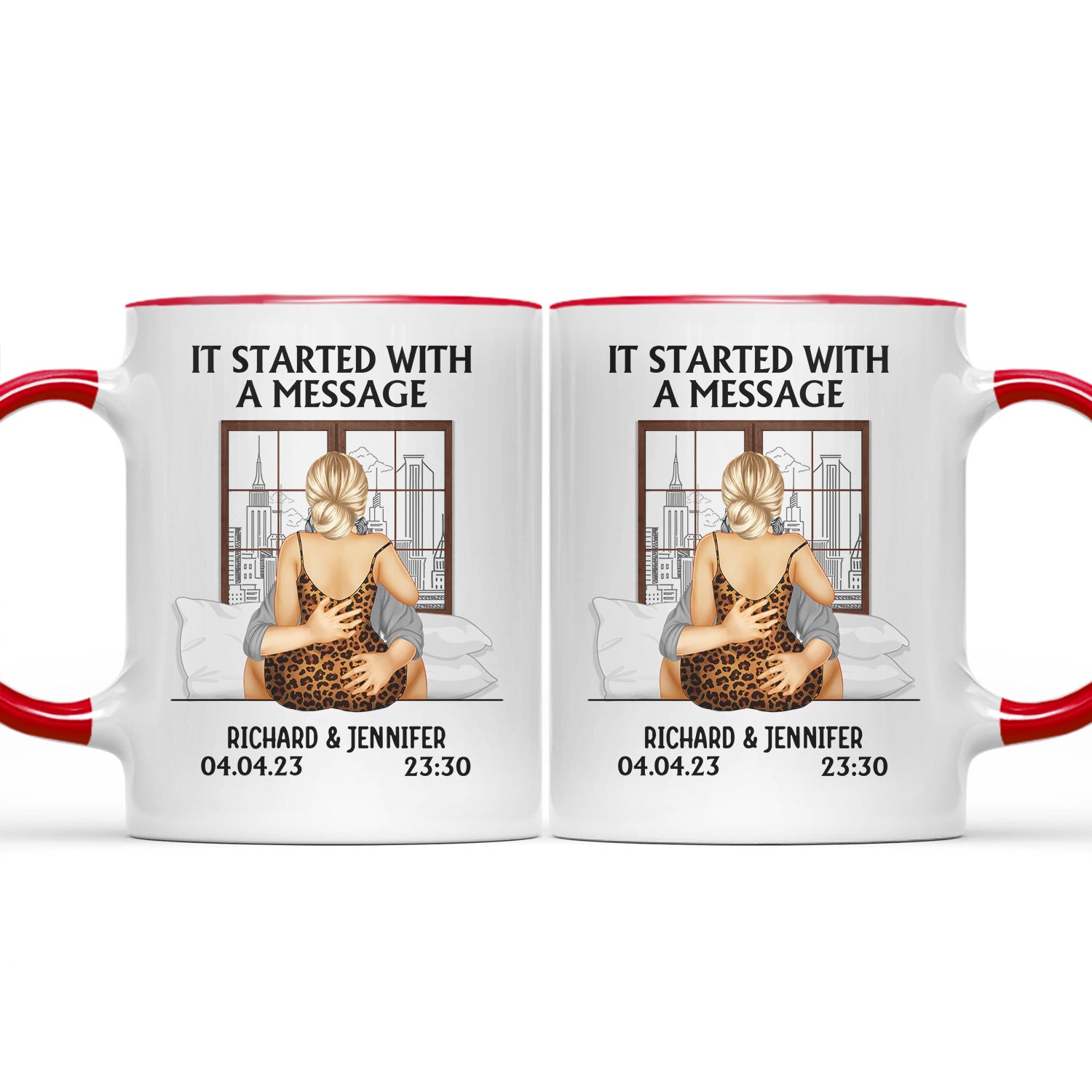 It Started With A Message - Gift For Couples - Personalized Accent Mug