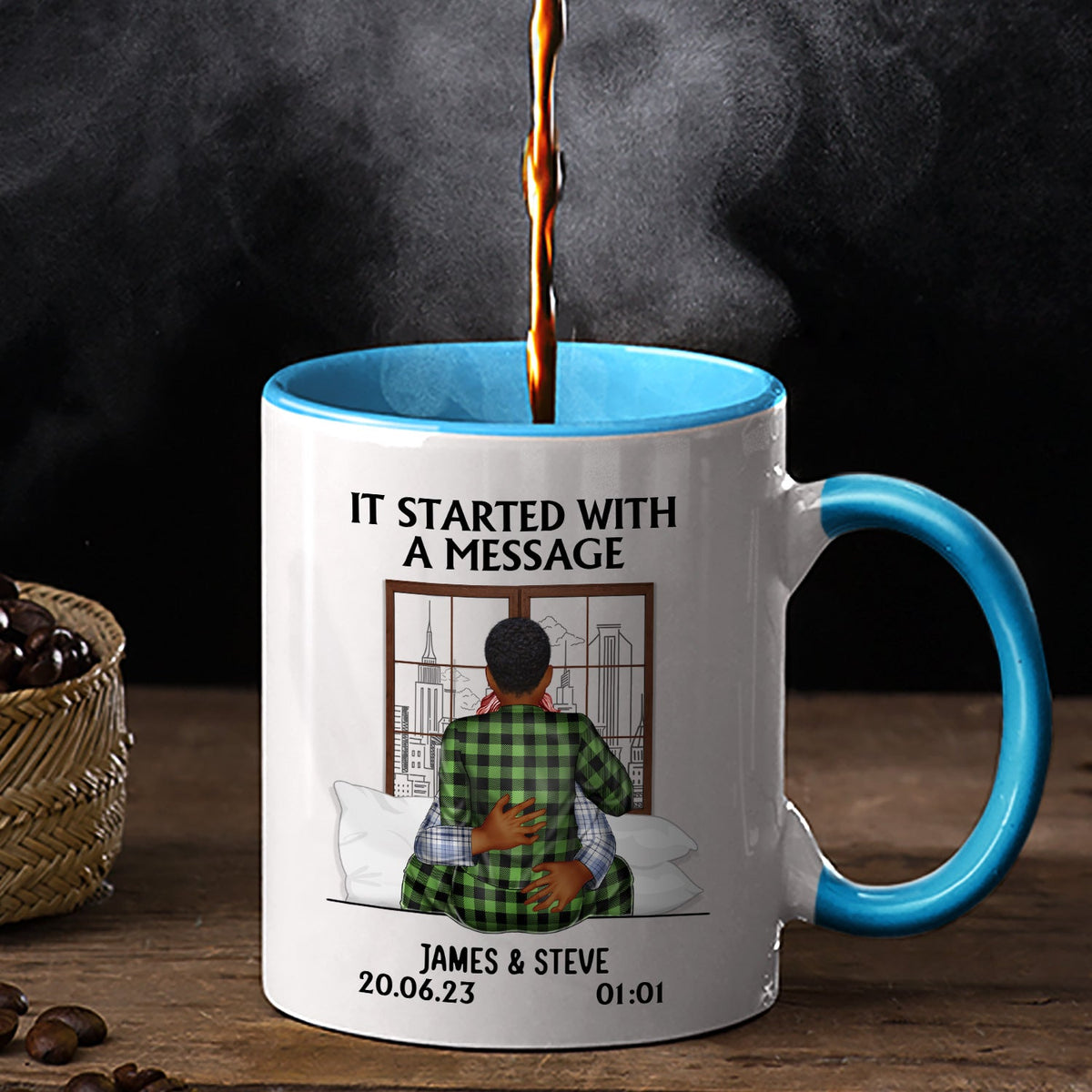 Tout a commencé avec un message - Cadeau pour couple - Tasse personnalisée