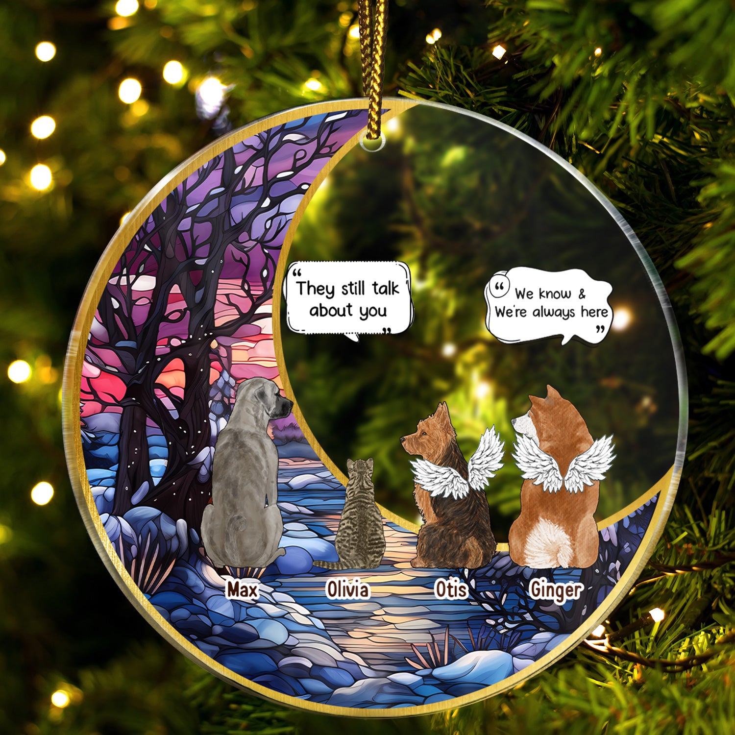 They Still Talk About You Suncatcher - Memorial Christmas Gift For Pet Lovers - Personalized Circle Acrylic Ornament
