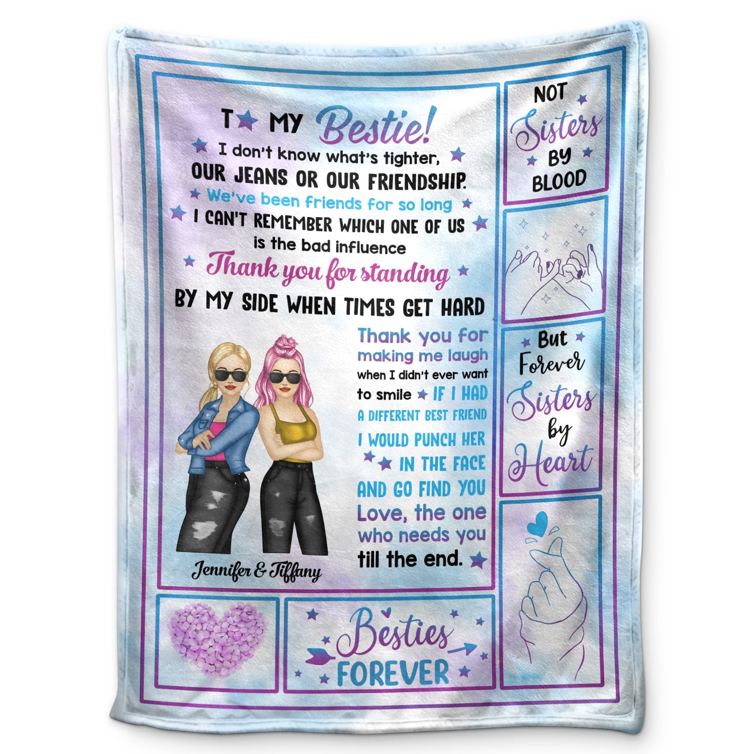 Fashion Girls Forever Sisters By Heart - Gift For Besties, BFF Best Friends, Siblings - Personalized Fleece Blanket