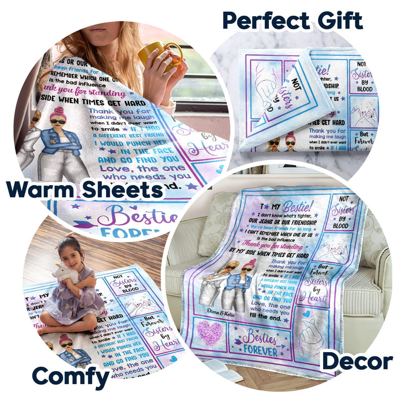 Fashion Girls Forever Sisters By Heart - Gift For Besties, BFF Best Friends, Siblings - Personalized Fleece Blanket