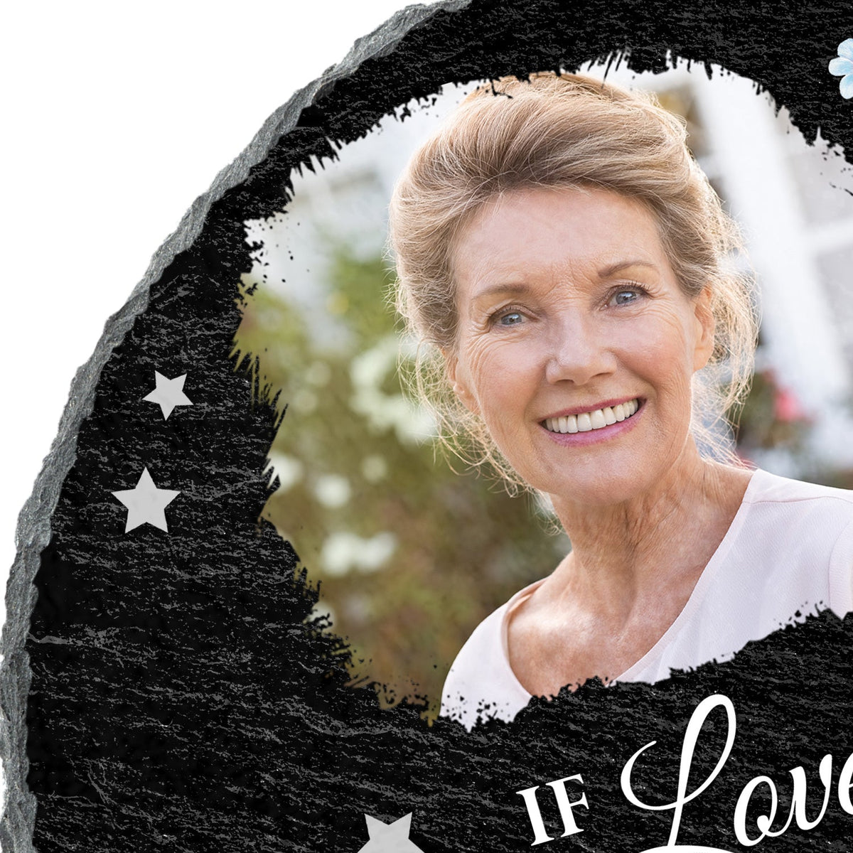 Étoiles photo personnalisées dans le ciel - Cadeau commémoratif, cadeau de condoléances - Pierre commémorative circulaire personnalisée