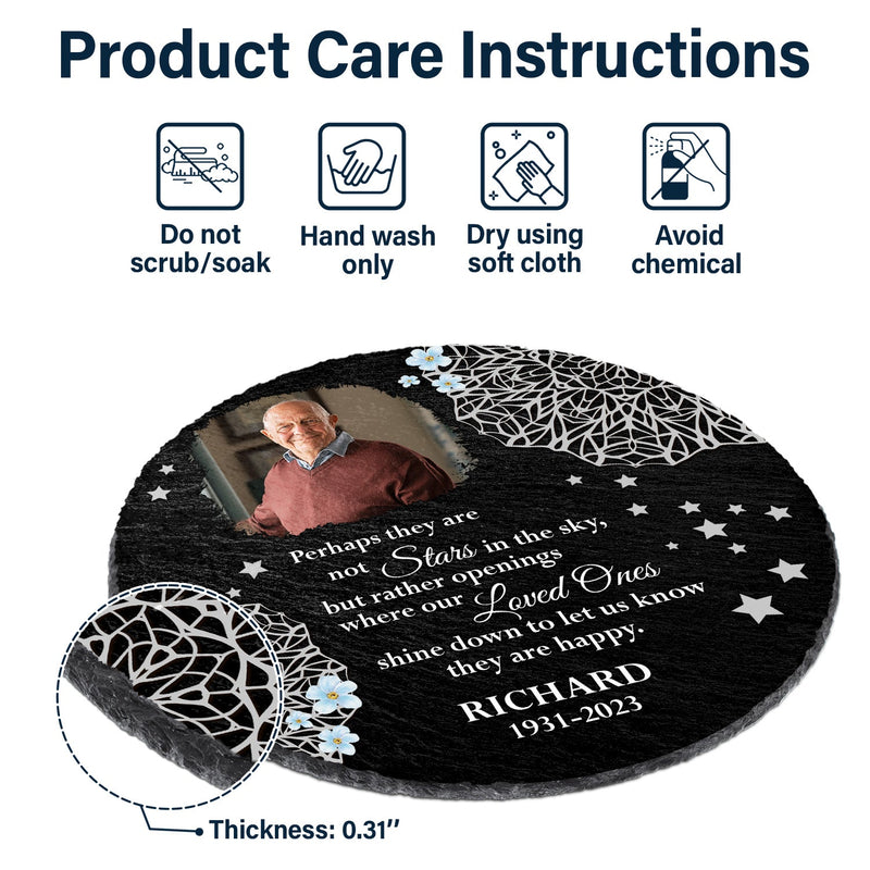 Étoiles photo personnalisées dans le ciel - Cadeau commémoratif, cadeau de condoléances - Pierre commémorative circulaire personnalisée
