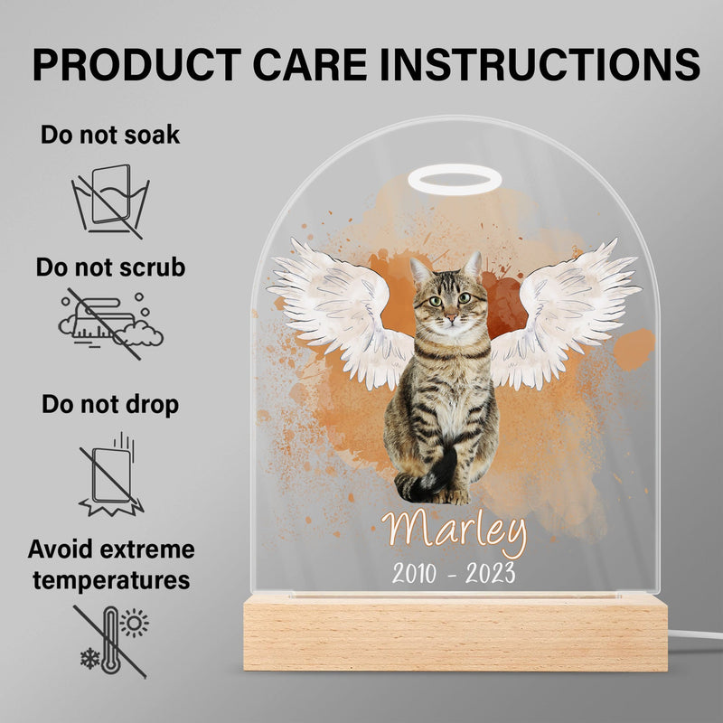 Custom Photo Dog Cat Pet - Memorial Gift, Sympathy Gift - Personalized 3D Led Light Wooden Base