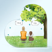 Je parle toujours de toi - Cadeau commémoratif pour les amoureux des animaux - Plaque acrylique personnalisée en forme de cœur