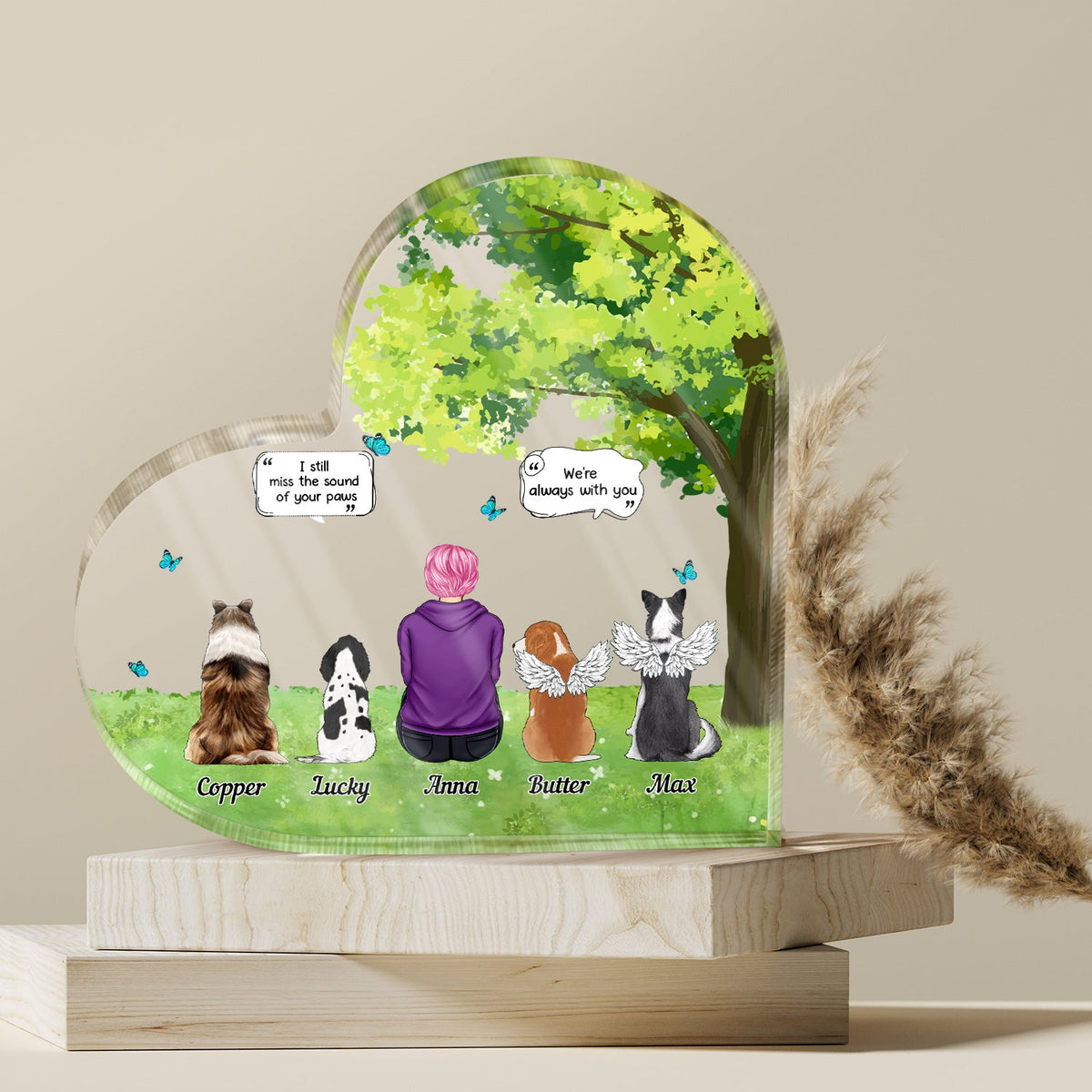 Je parle toujours de toi - Cadeau commémoratif pour les amoureux des animaux - Plaque acrylique personnalisée en forme de cœur