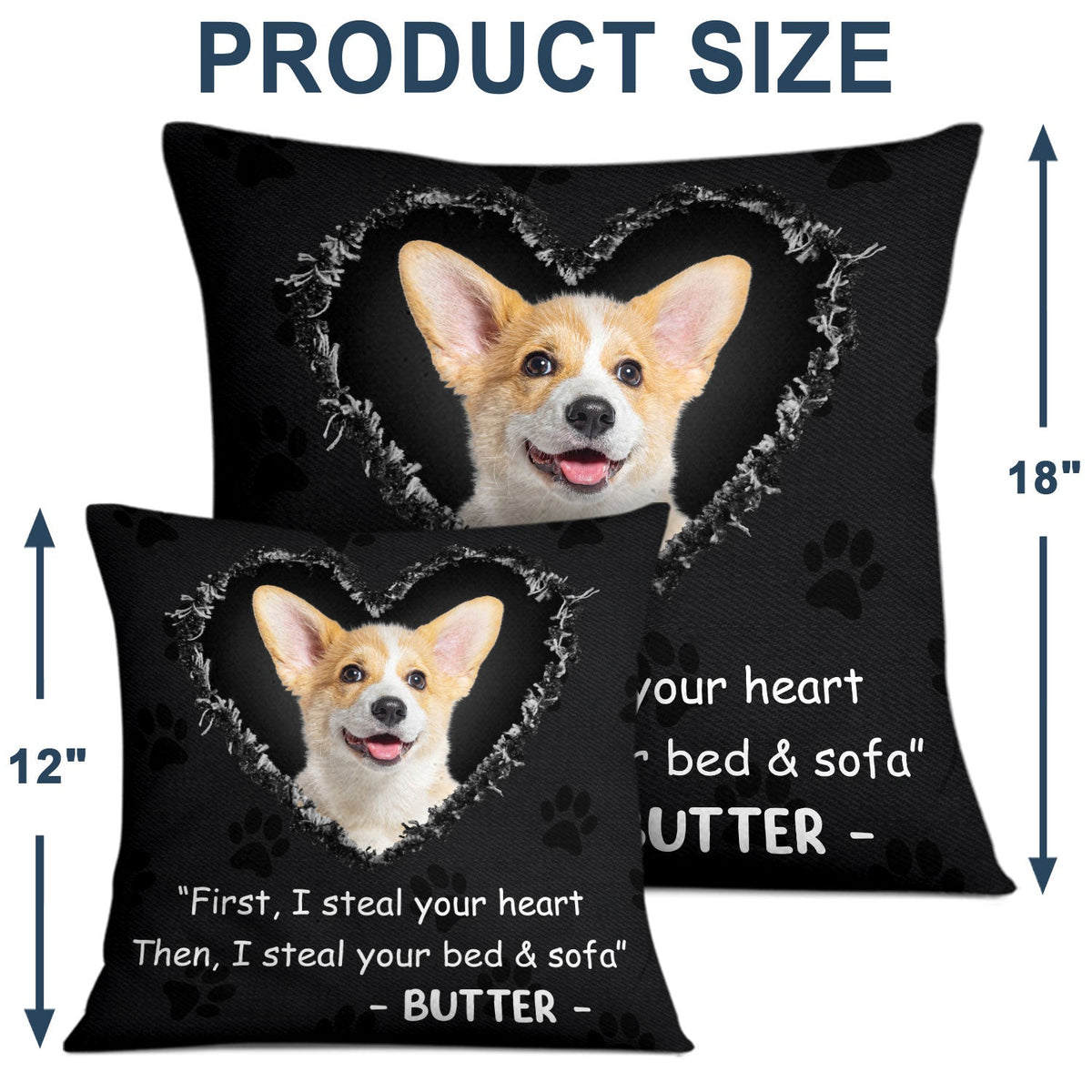 Photo personnalisée chien chat : volez votre cœur ! Cadeau pour les amoureux des animaux ! Coussin personnalisé