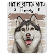 Couverture polaire personnalisée avec photo « Une vie meilleure avec un chien ou un chat » – Cadeau pour les amoureux des animaux
