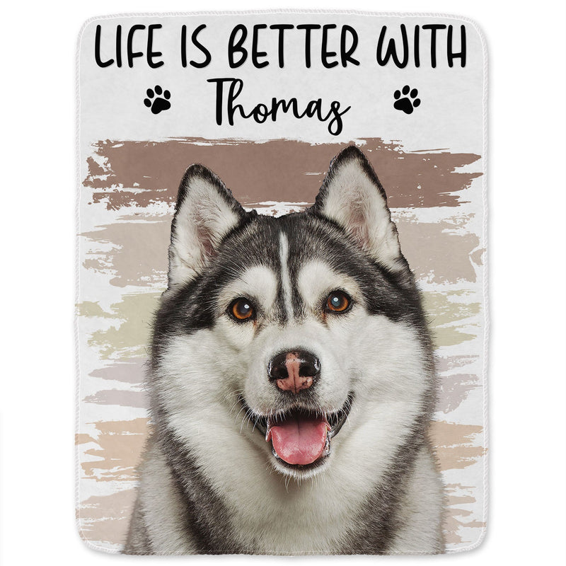 Custom Photo Better Life With Dog Cat - Gift For Pet Lovers - Personalized Fleece Blanket