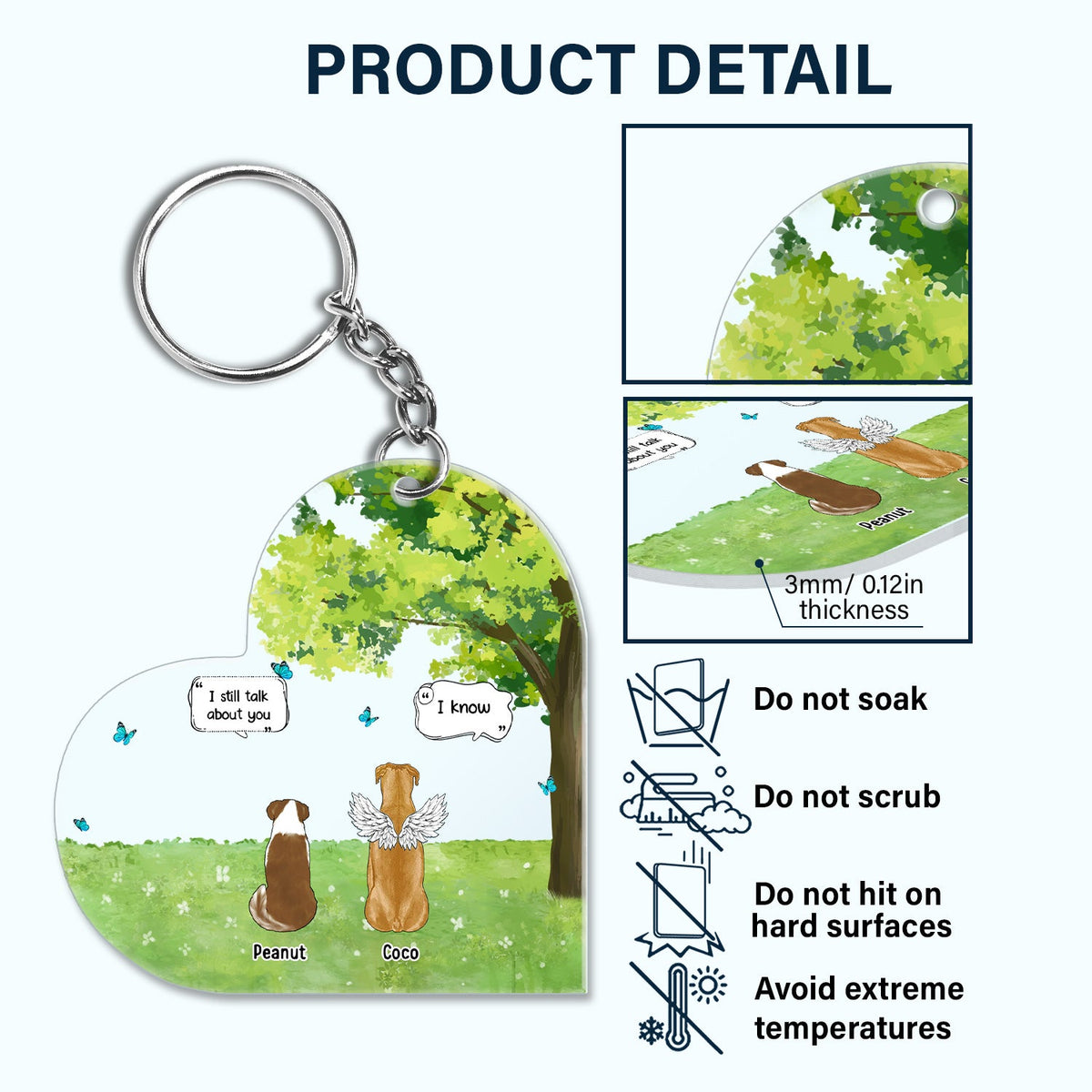 On parle toujours de toi, Grass - Cadeau commémoratif pour les amoureux des animaux - Porte-clés en acrylique personnalisé