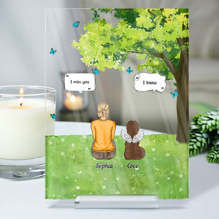 Tu me manques, herbe ! Cadeau commémoratif de condoléances pour les amoureux des animaux ! Plaque rectangulaire verticale personnalisée en acrylique