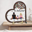 Back Family Sitting Together - Gift For Family - Personalized 2-Layered Wooden Plaque With Stand