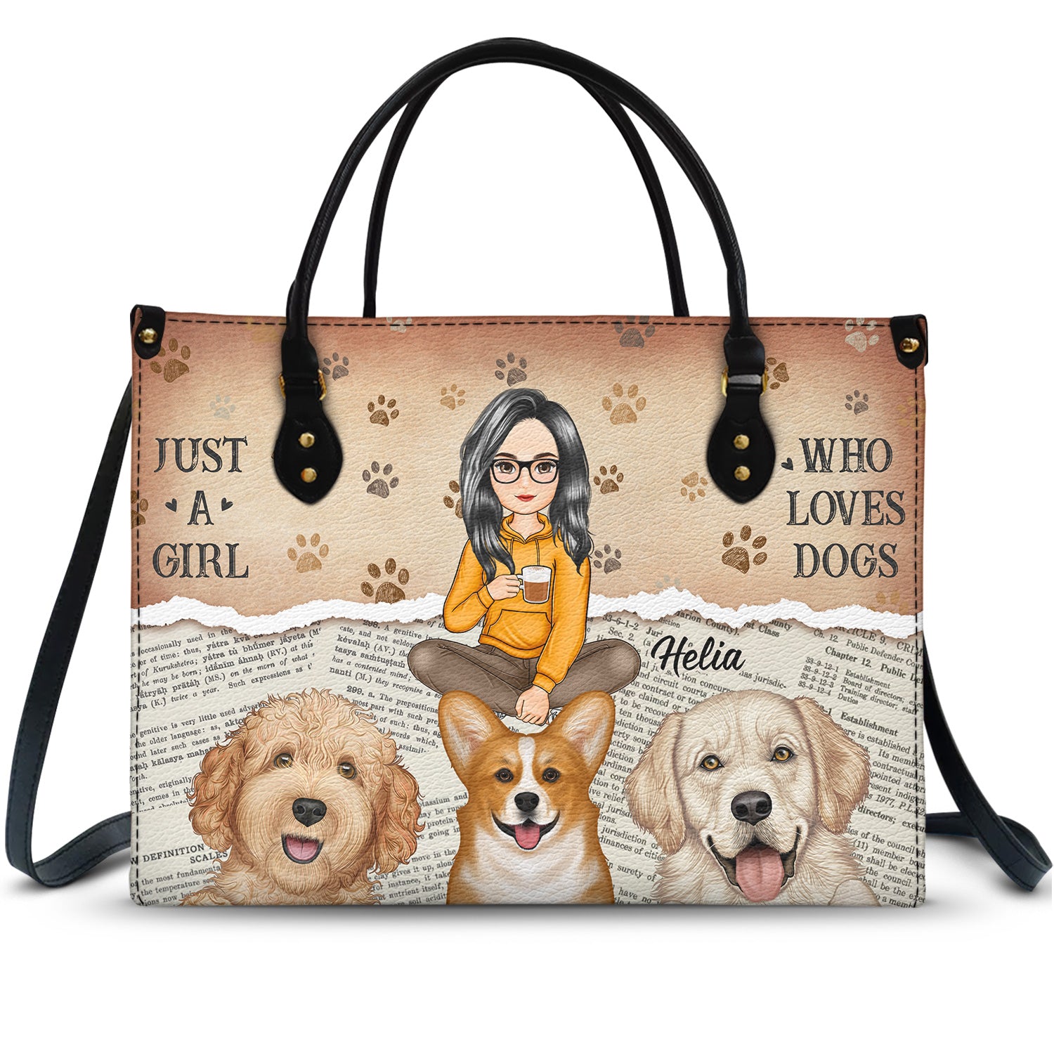 Just A Girl Who Loves Dogs - Gift For Dog Moms, Dog Lovers - Personalized Leather Bag
